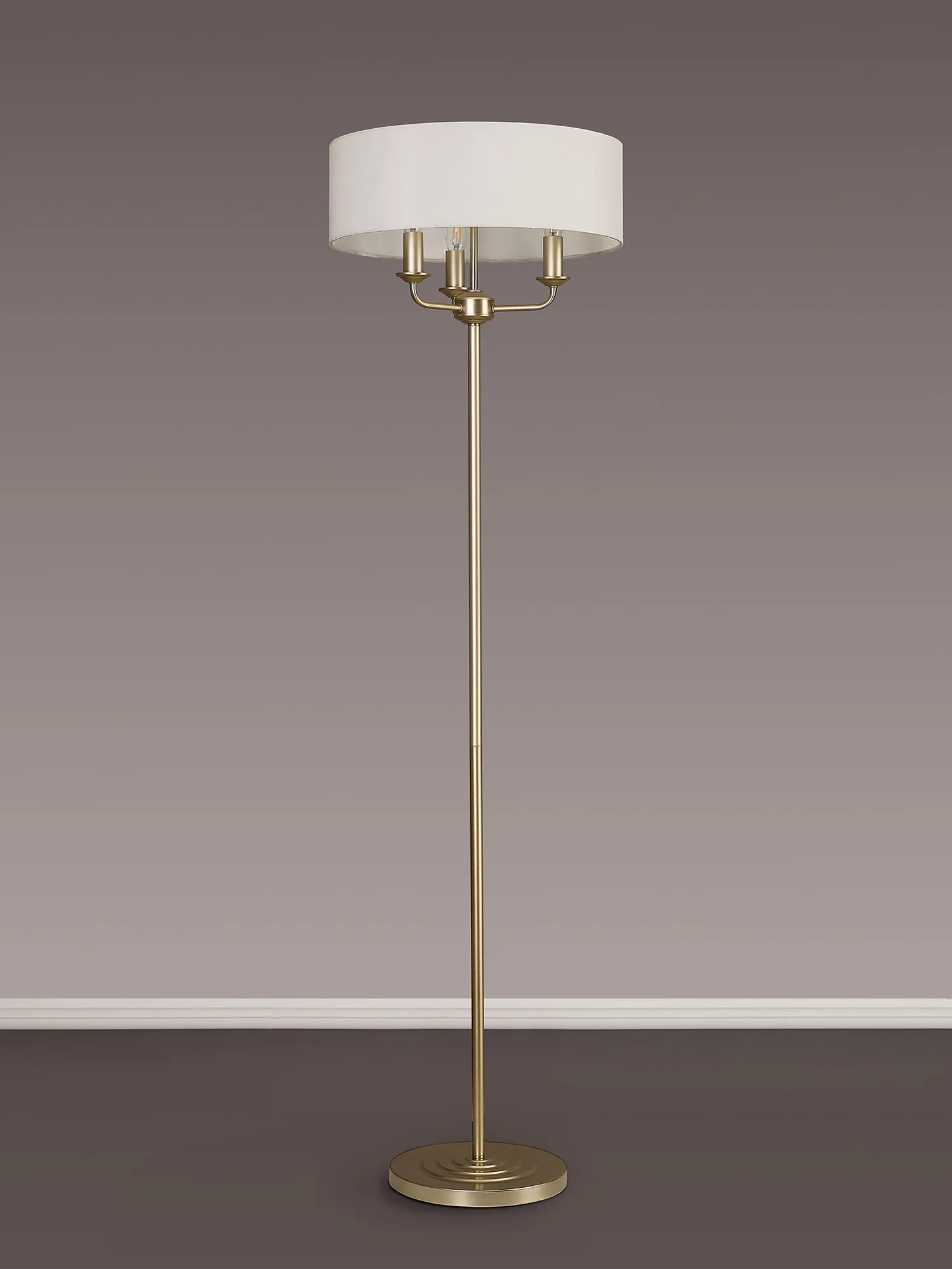 Banyan 45cm 3 Light Floor Lamp Champagne Gold, White DK0987  Deco Banyan CG WH